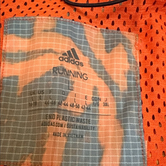 Adidas sz L Running Jacket - orange, dk navy - perfect for Oilers fans - mesh - Picture 9 of 13